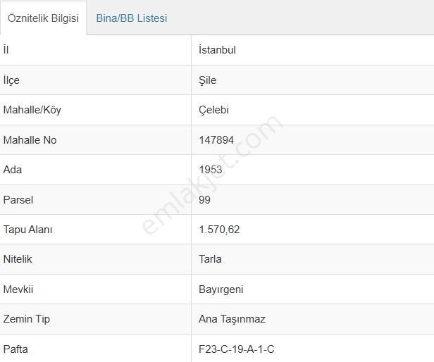 Şile Çelebide Tek Tapu 1570 M2 Tarla
