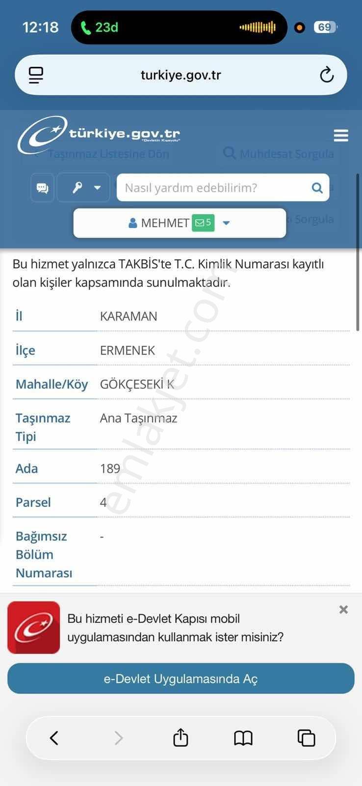 İnfo Gayrimenkul Karaman Ermenek Gökçeseki De Satılık Arsa - Görsel 3