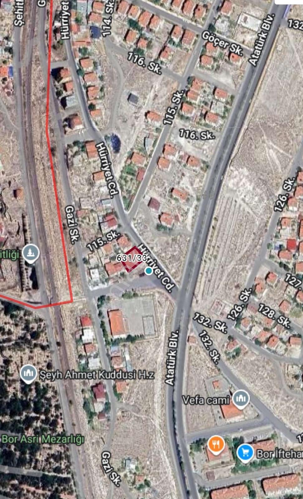 Cm Emlak Bor Yeni Mah.473 M2 Köşe Parsel 5 Kata İmarlı Arsa