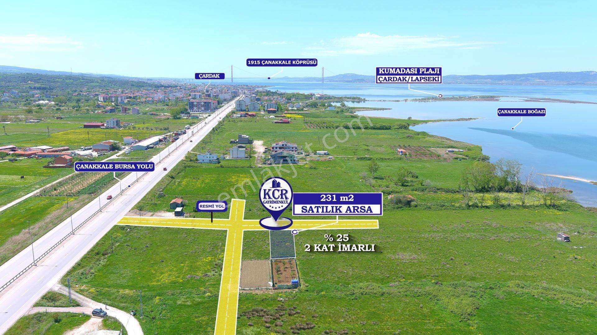 Çanakkale Çardak'ta İmarlı Boğaz Manzaralı Satılık Arsa