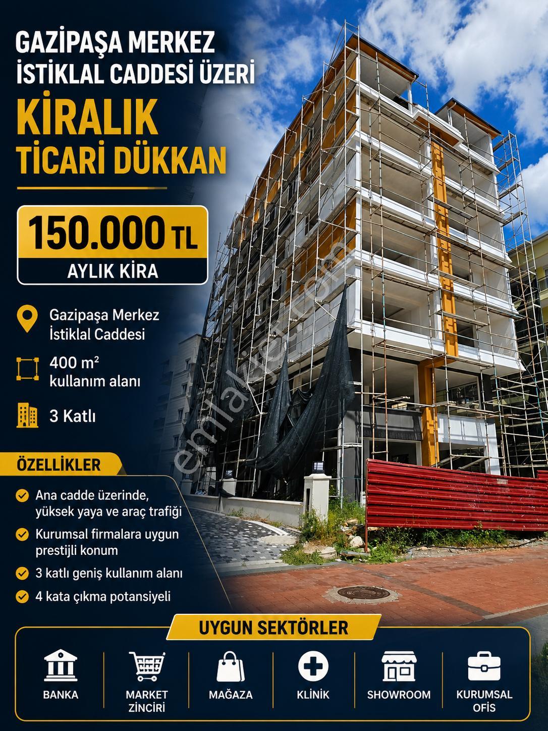Gazipaşa Merkez – İstiklal Caddesi Üzeri Kiralık Kurumsal Dükkan - Görsel 6