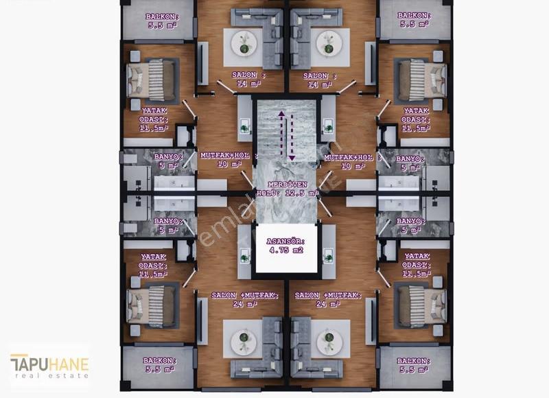 Hızla Yükselen Ultra Lüks Projeden Satılık 2+0 2+1 3+1 Daireler - Görsel 13