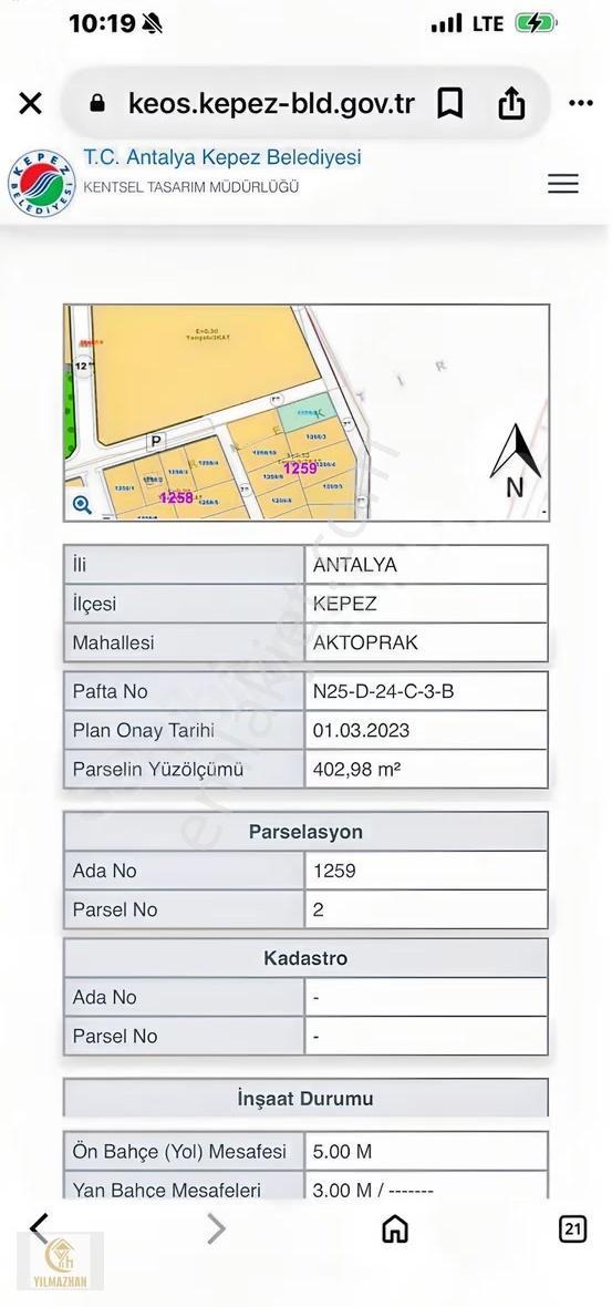 Kepez Aktoprak Mahallesi'nde 402 Villa Arsası - Görsel 6