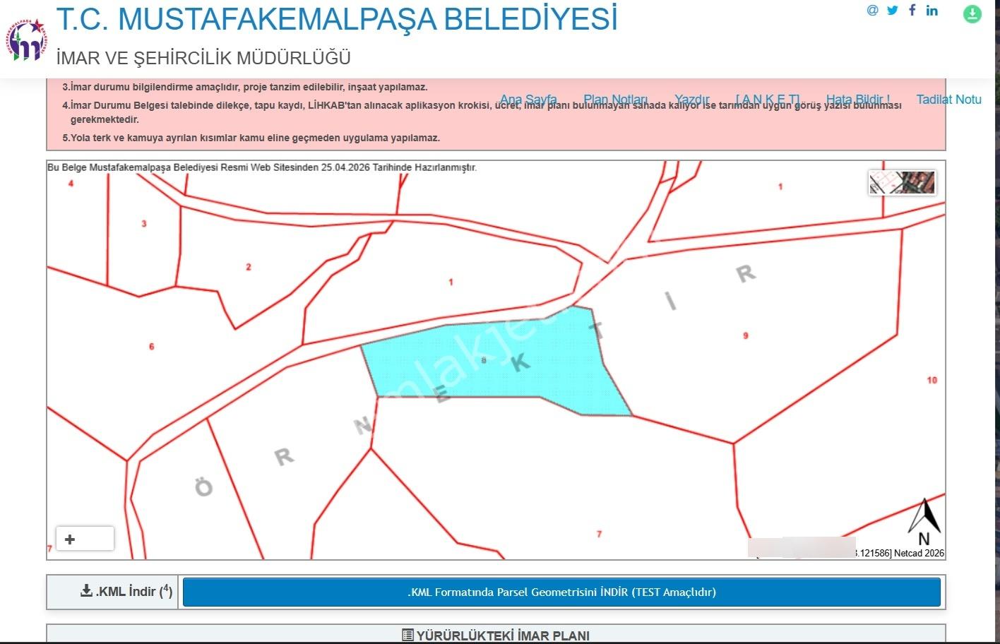 Bursadabul'dan Sünlük Mah.kadastro Yollu Tarla 6.150 M2 - Görsel 2