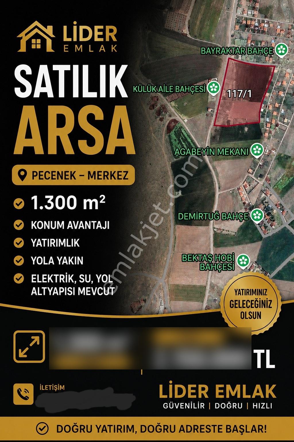 Lider Emlaktan Satılık Halı Gibi Arsa Peçenek Mevi