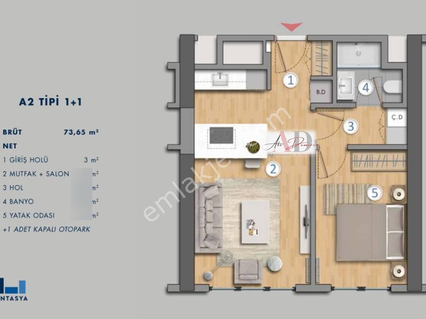 Antasya Residence Satılık 1+1 Daire - Görsel 2