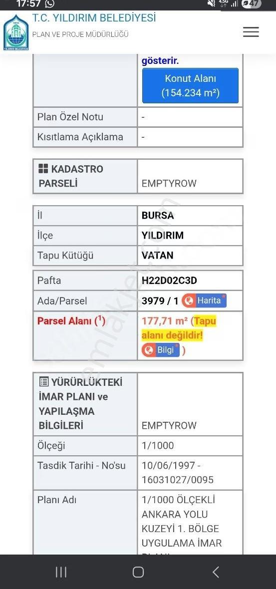 Yıldırım Vatanda 155 M2 Konut İmarlı Satılık Arsa - Görsel 4