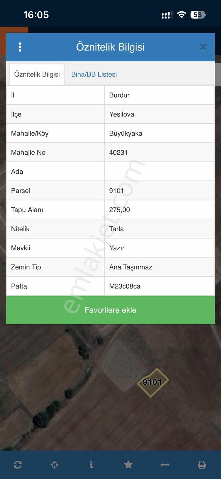 Yeşilova Büyükyakada Satılık 275 M2 Yatırımlık Tarla