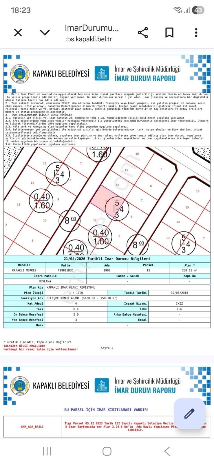 Kapaklı'da 250m2, 4 Kat İmarlı İfrazlı Kelepir Arsa - Görsel 19