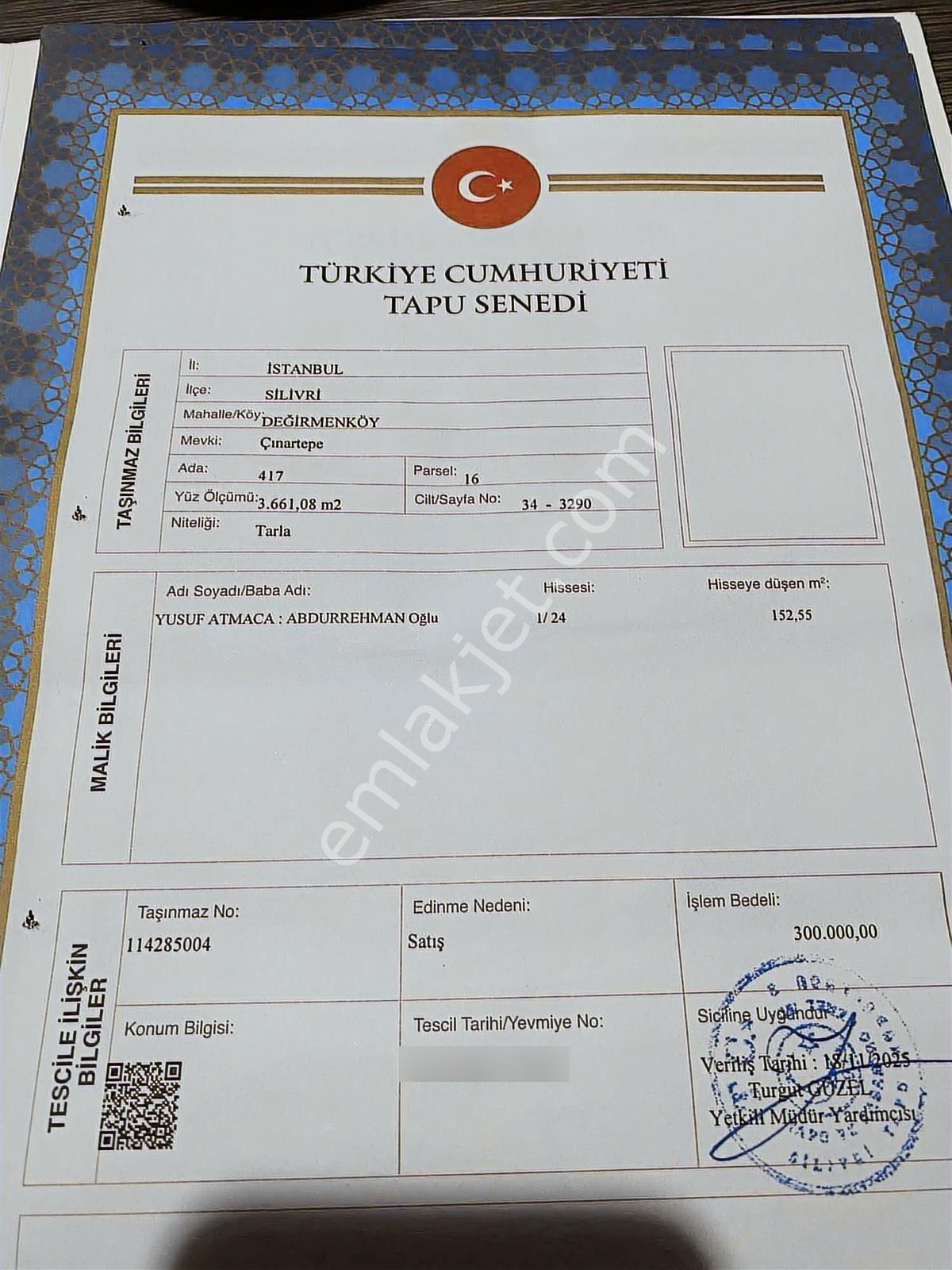 Istanbul Silivri Değirmenköy Sahibinden Satılık Arsa