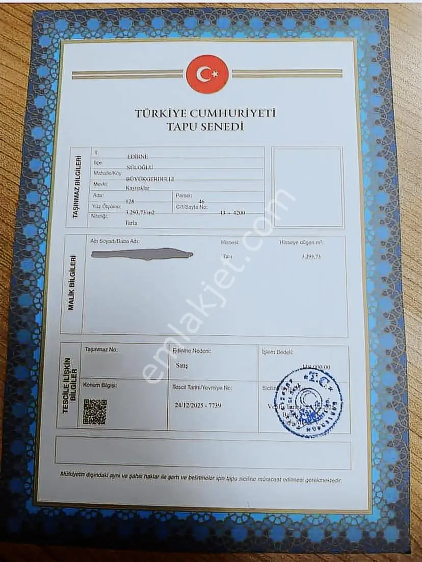 Edirne Süloğlu Büyük Gedeli Satılık Tek Tapu - Görsel 2