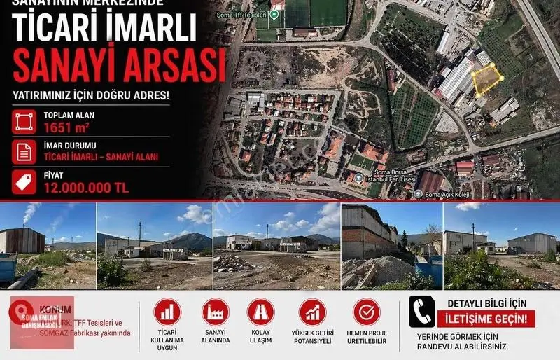 Soma Emlak* Tüvtürk Yakınında Ticari İmarlı Sanayi Arsası