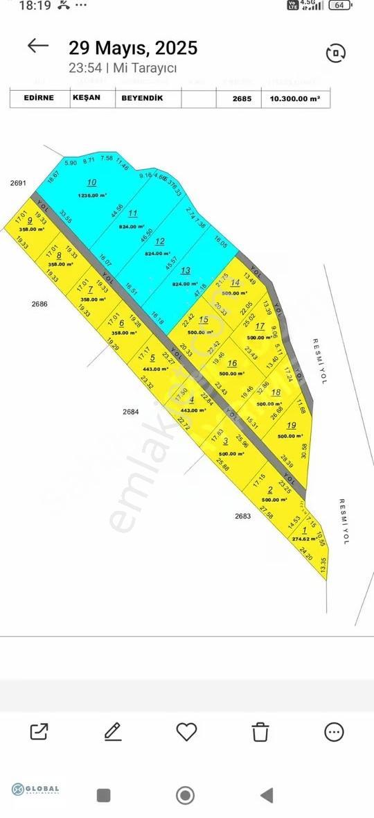 Keşan Beğendik'te Çaplı Muvafaklı Köy Dibinde 824 M2 Kupon