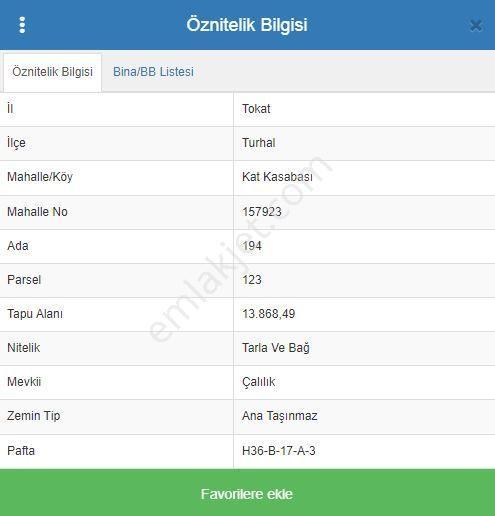 Tokat Turhal Kat Kasabasında Hısselı Tapu 800 M2 Satılık Tarla Bağ - Görsel 4