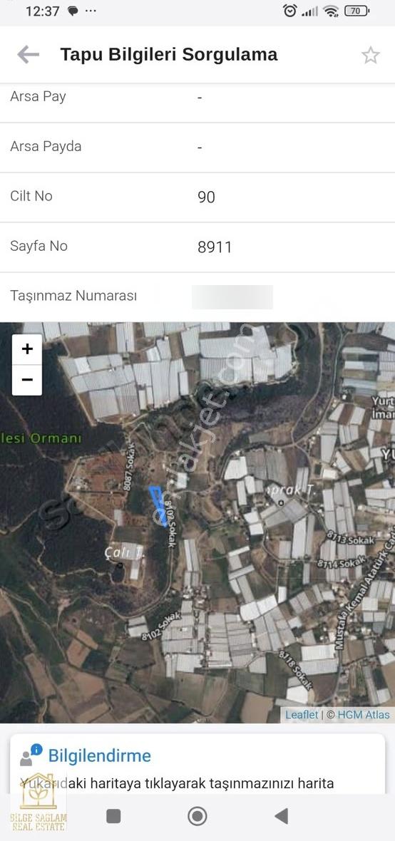 Bilgeden Antalya Aksuda 2175 M2 Tarla