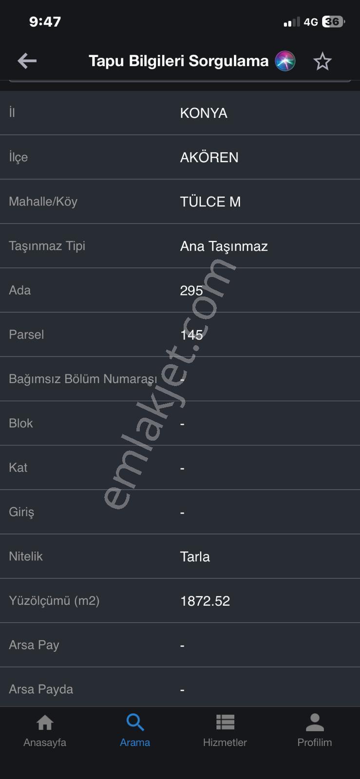 Konya Akören Tülce Mah.imara Uygun Satılık Tarla - Görsel 2