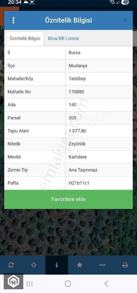 Bursa Mudanya Trilye Talatbey De Satılık 1077mt2 Tek Tapu Arazi - Görsel 11