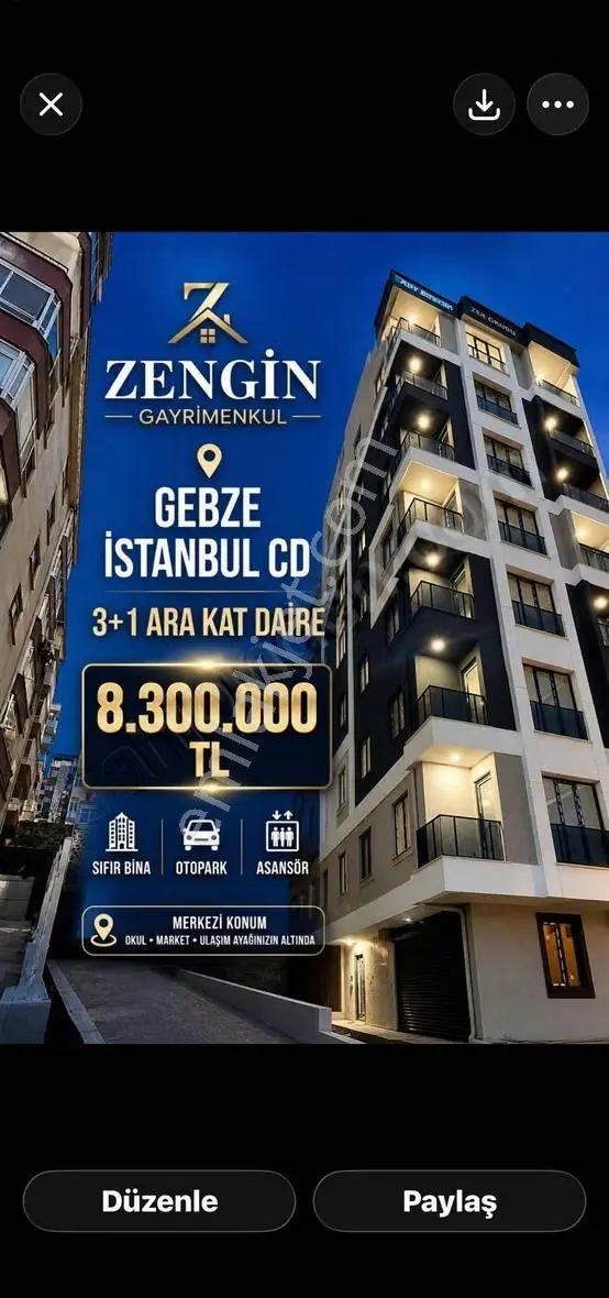 Gebze/istanbul Cd. 3+1 Satılık Sıfır Daire