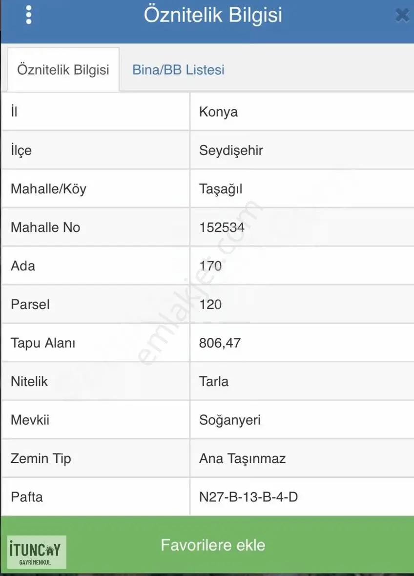 İtuncay Dan Taşağıl Mh Satılık Parsel