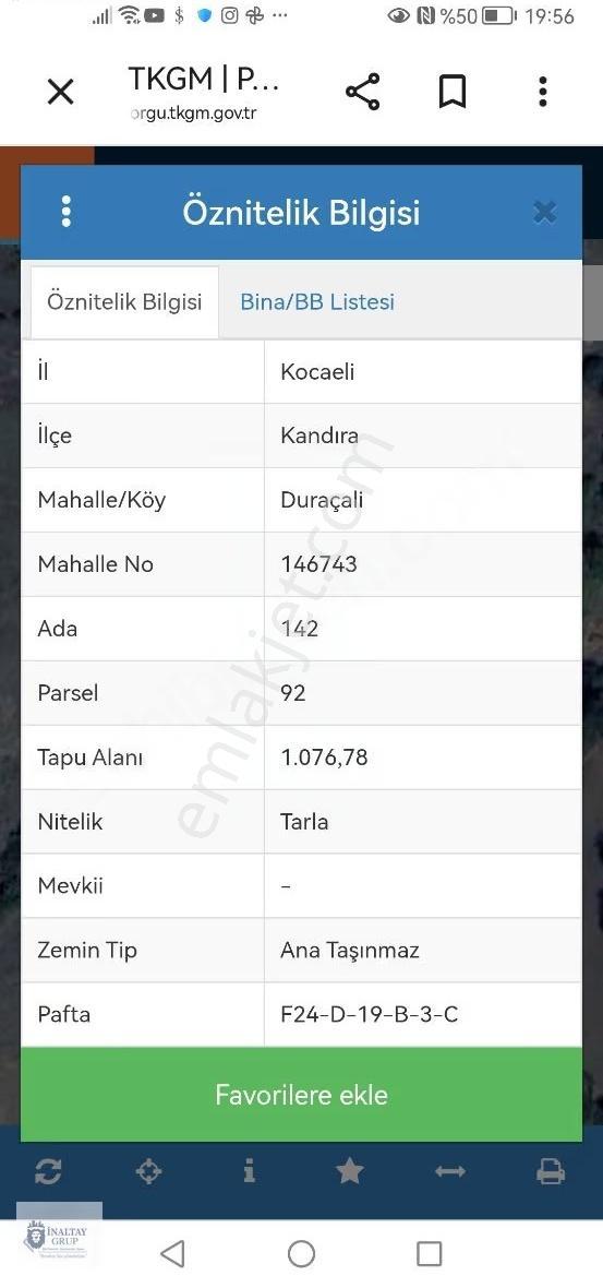 Kandıra Duraçalide Köyünde Uygun 1076m2