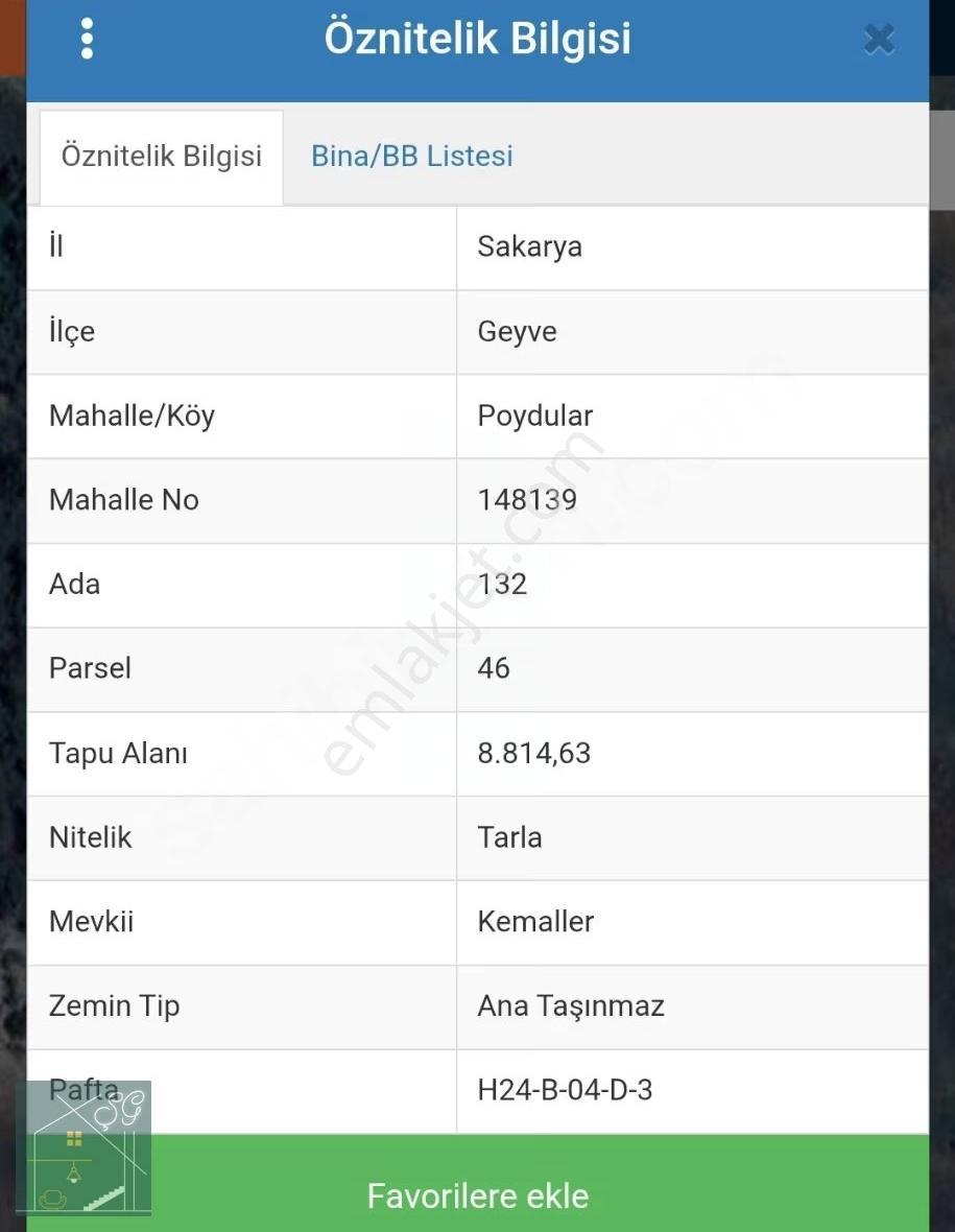 Sakarya Geyve Poydularda Satılık Tarla Elektrık Su Yol Var - Görsel 4