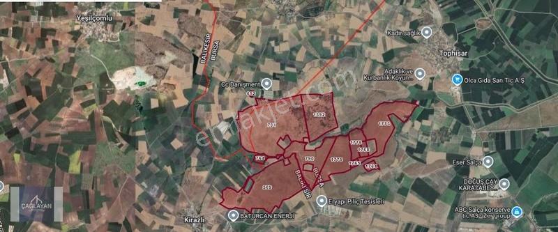 Karacabey Danişment'te Yola Cephe 6550 M'2 Satılık Tarla