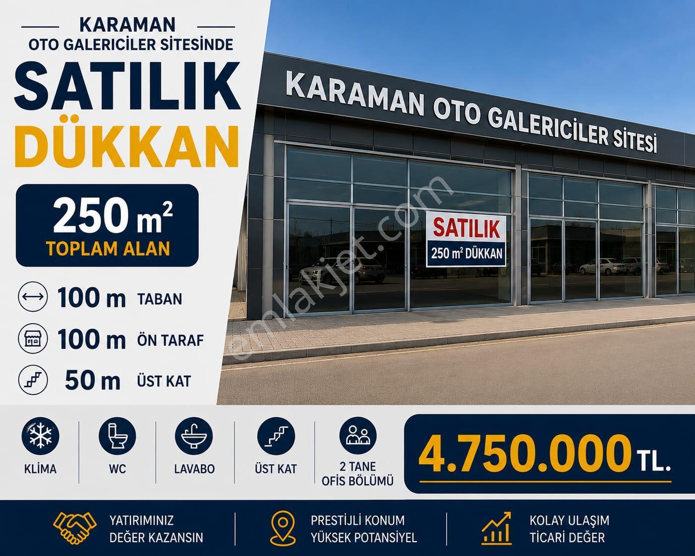 Emlaknomi'den Oto Galericiler Sitesinde 250m2 Satılık Dükkan
