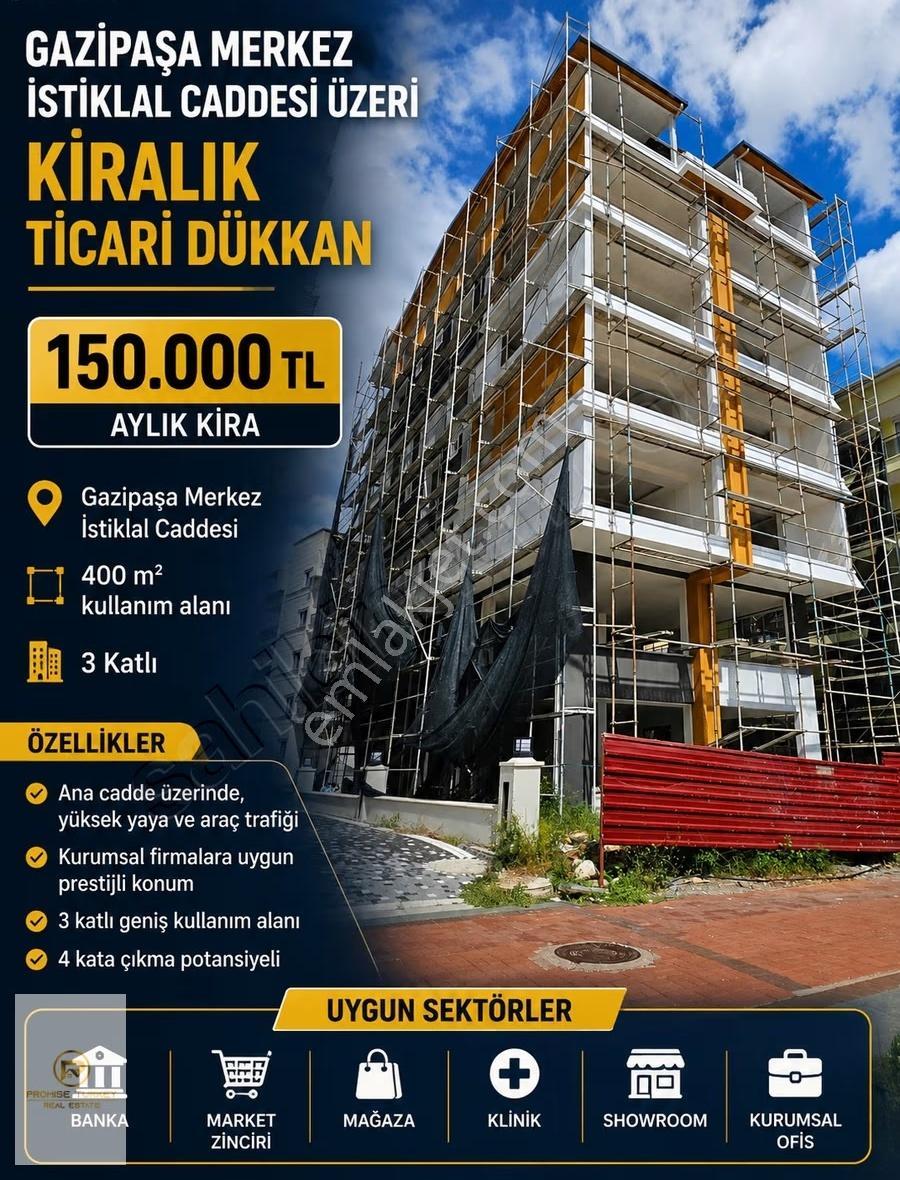 Gazipaşa İstiklal Caddesi Kiralık Kurumsal Dükkan 400m² - Görsel 2