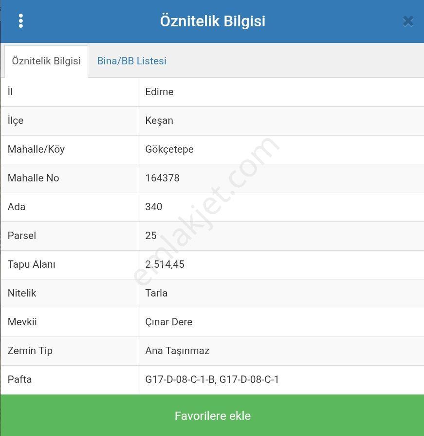 Edirne Keşan Gökçetepe’de 2.514,45 M² Satılık Arazi