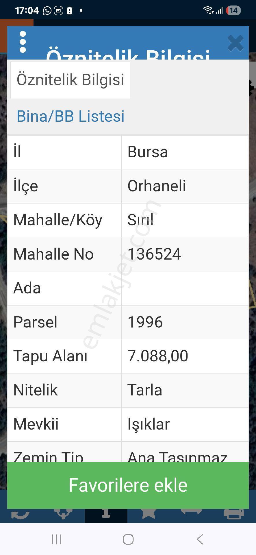 Bursa/orhaneli-sırıl Mah.de Satılık Müstakil Tapulu Kadastro Yoluna Cepheli (7.088).m2. Arazi - Görsel 2