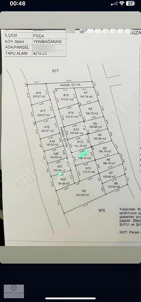 Foça Yeni Bağarası 158 M² Yatırımlık Parsel