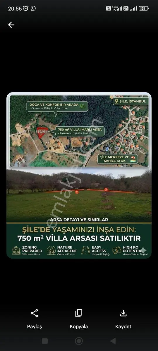 Şile Satmazlı'da Satılık İmarlı Arsa
