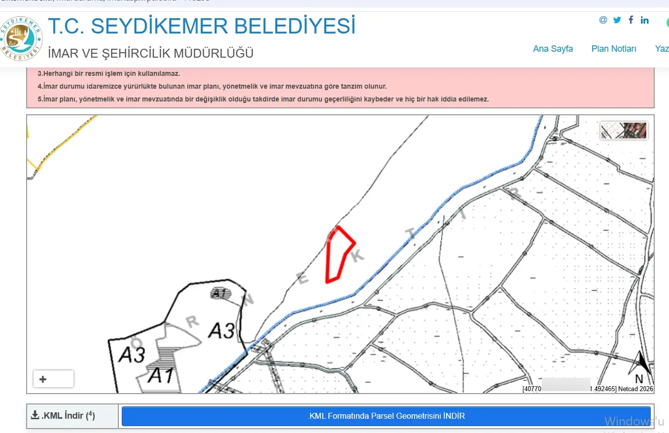 Muğla Seydikemer Seki'de 8628 Mt Satılık Tarla İmarın Dibinde - Görsel 4