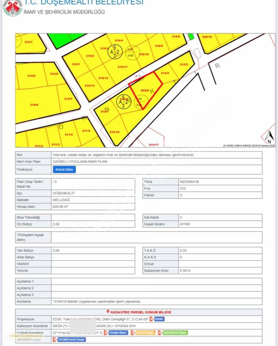 Döşemealtı 628m2 Acil Satılık Takasa Açık - Görsel 4