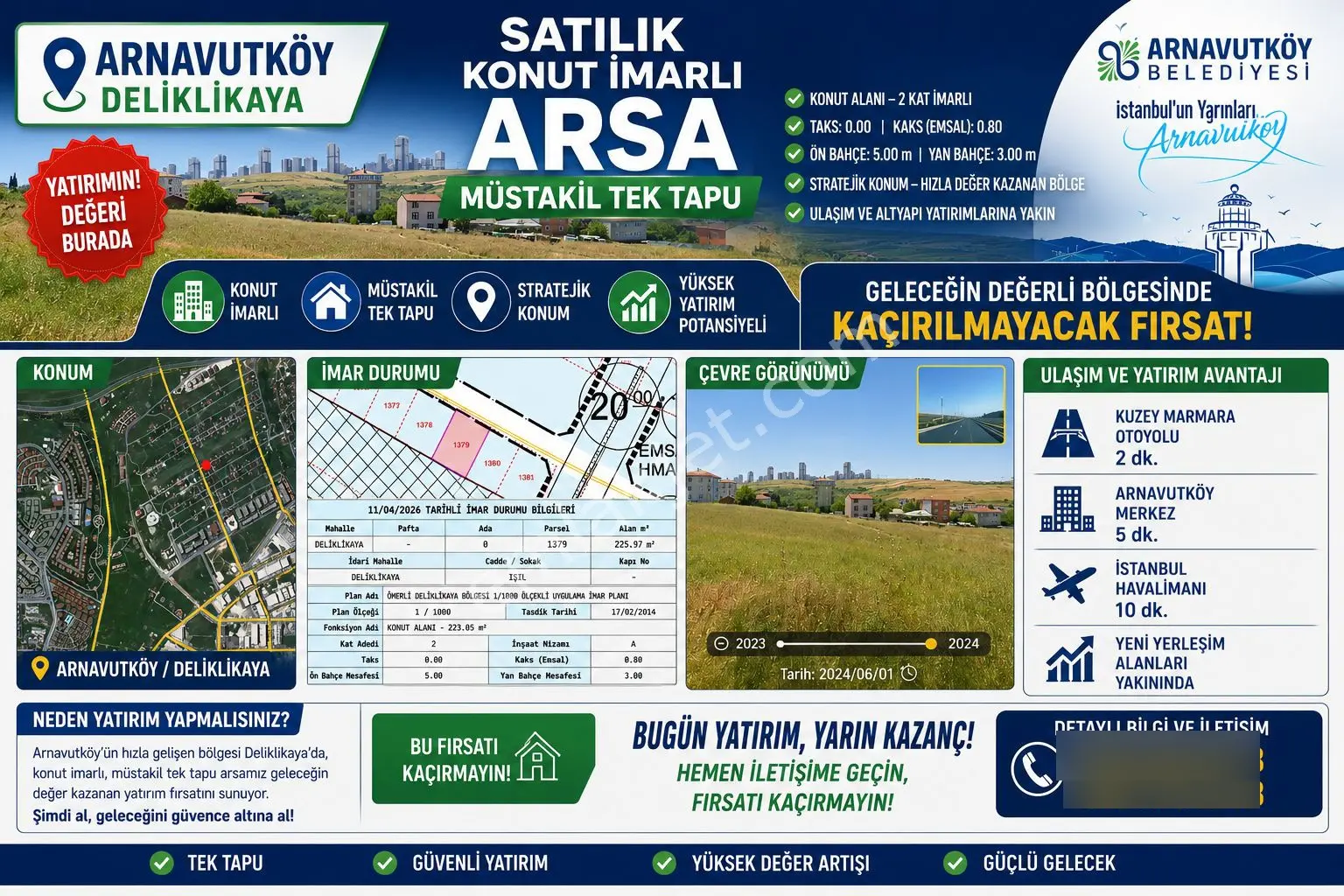 Arnavutköy Deliklikaya Satılık Arsa
