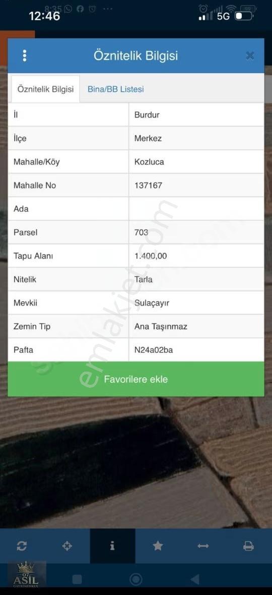 Burdur Kozlucada Satılık Tarla