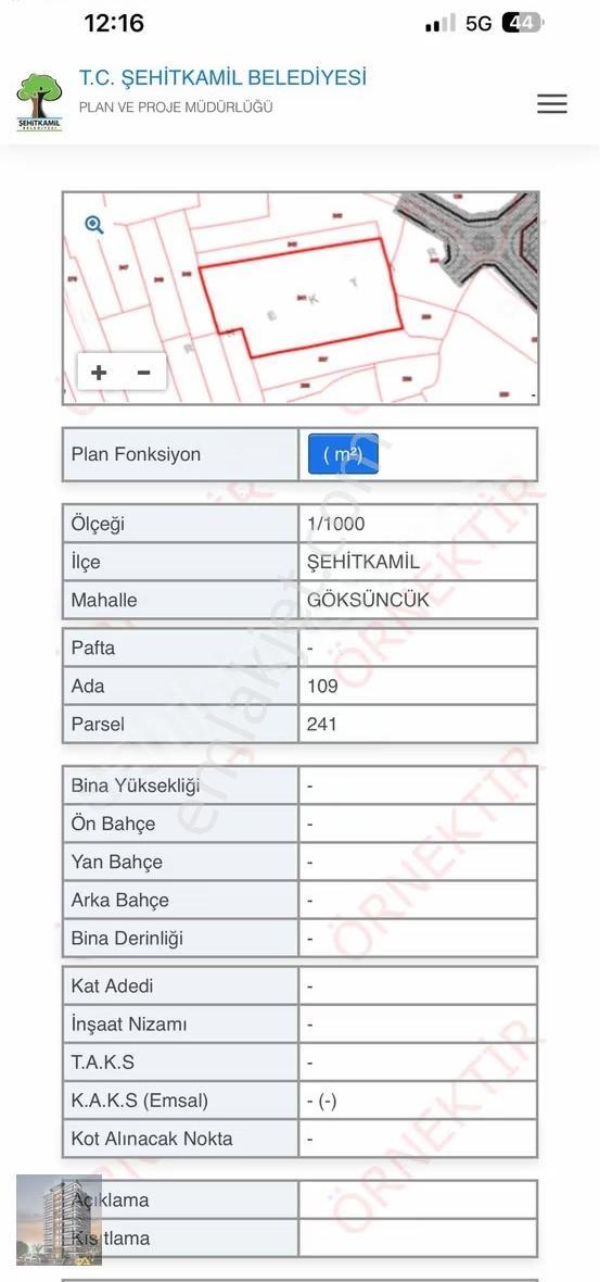 Şehitkamil Göksüncük'de Satılık Tarla - Görsel 5