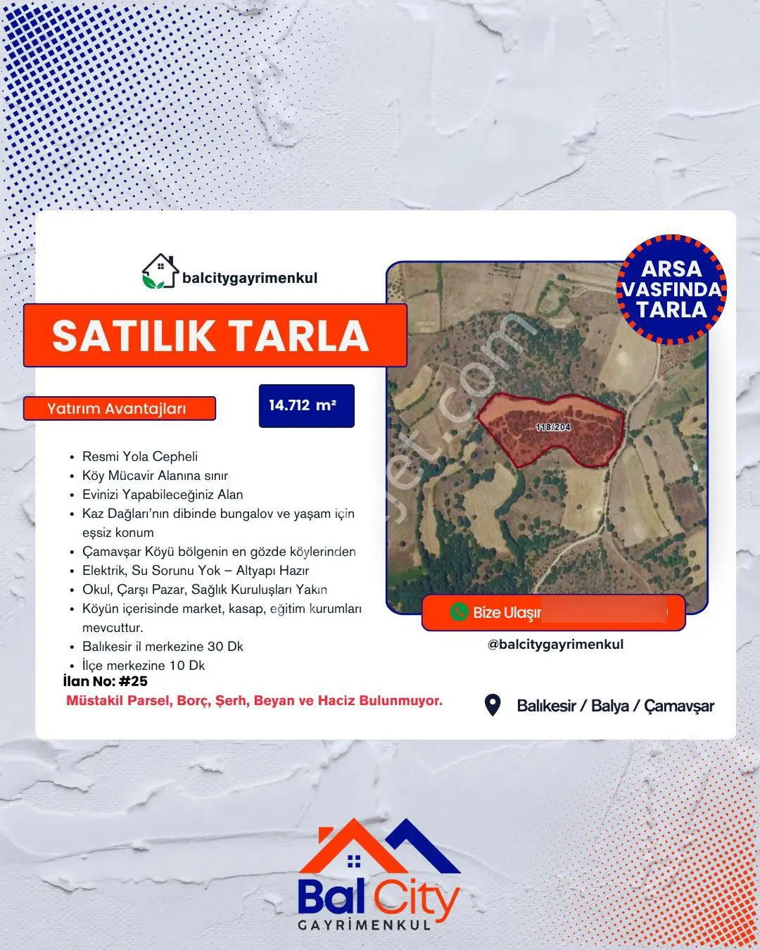 Balcity’den Balıkesir Balya’da Resmi Yola Cepheli %5 İmarlı Arsa Vasfında Tarla! - Görsel 5
