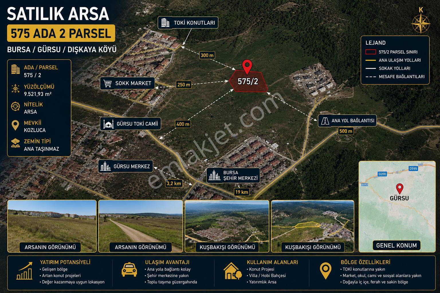 Bursa Gürsu Dışkaya’da Toki Yanı Satılık Yatırımlık Arsa - Görsel 10