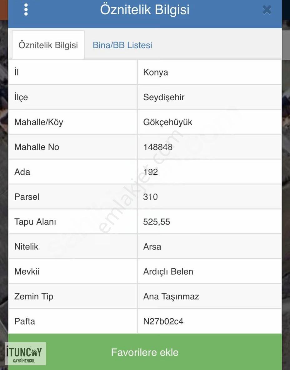 İtuncay Dan Gökçehüyük Te Satılık Arsa