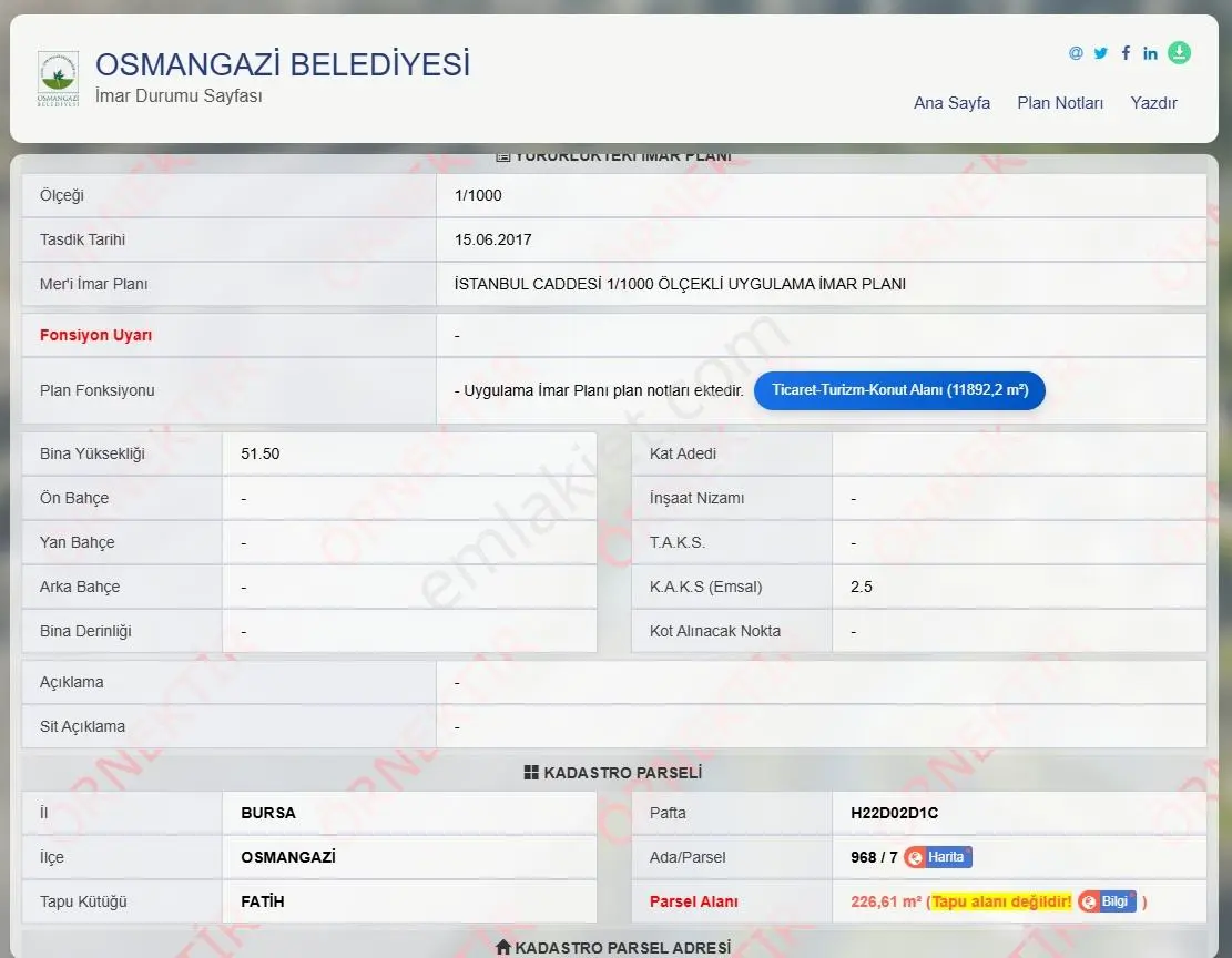 Bursa O.gazi Fatih Yeni İmar Planında Yatırımlık Satılık 226 M2 - Görsel 4