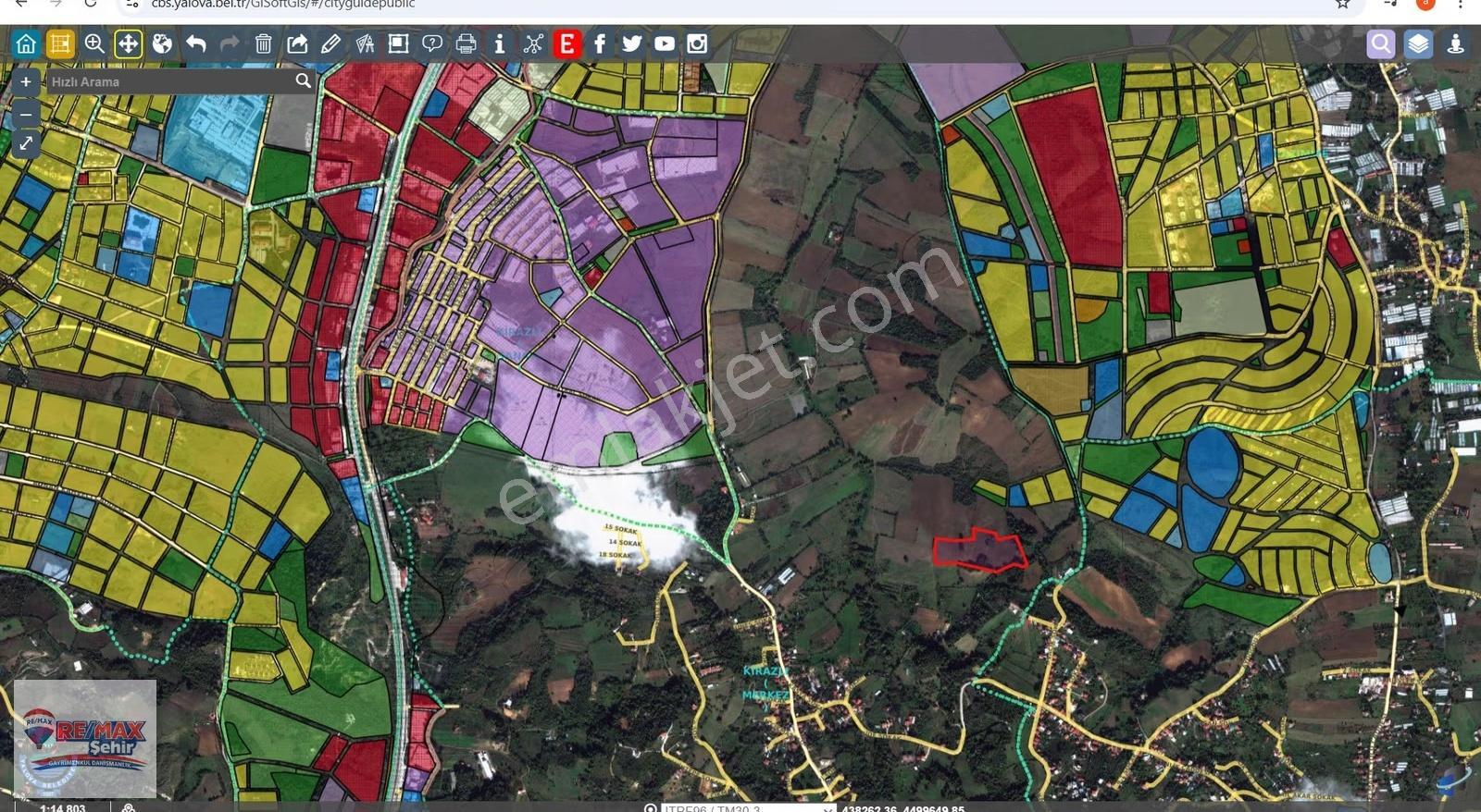 Yalova Merkez Kirazlı Da 6.746m2 Satılık Tarla Hissesi