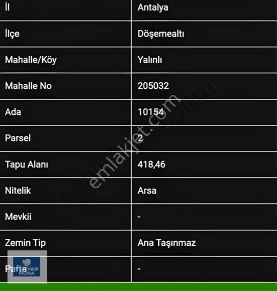 Döşemealtı Yalınlı'da Ormana Karşı Satılık 419m2 Köşe Arsa - Görsel 3