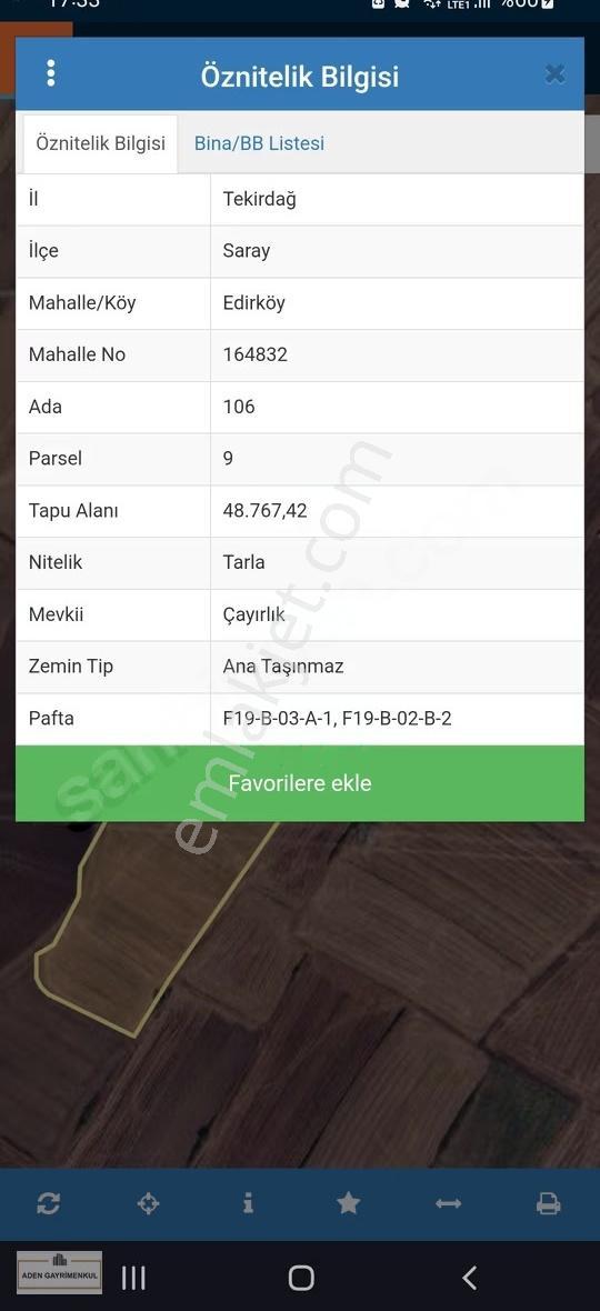 Tekirdağ Saray Edirköy Tarladan 1.904 M² Hisse - Görsel 2