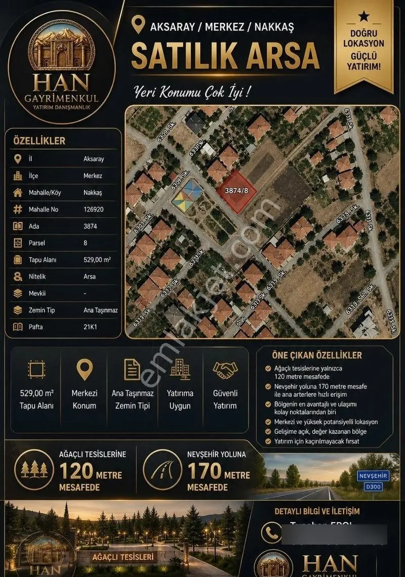 Han Gayrimenkulden Ağaçlı Arkasında Yatırımlık 529 M² Arsa