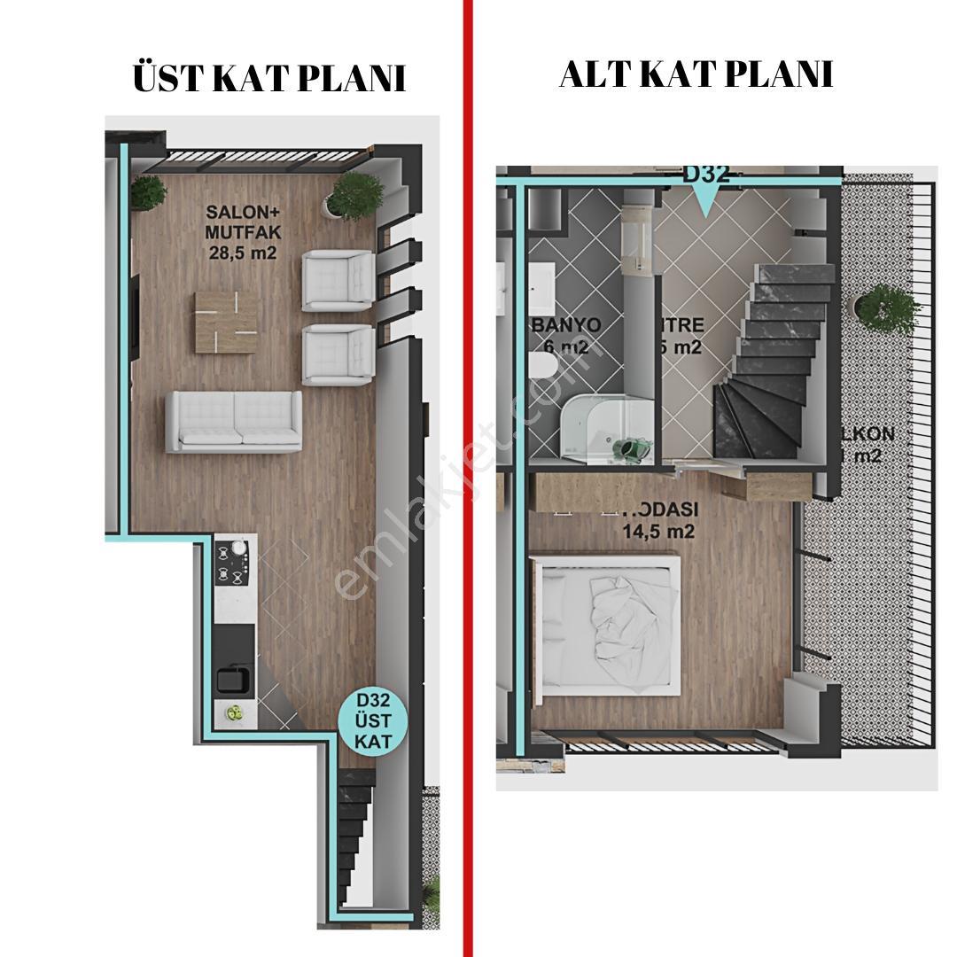Kabaoğlun'da Üniversite Yolu Üzerinde 88 M2 1+1 Dubleks Daire - Görsel 8