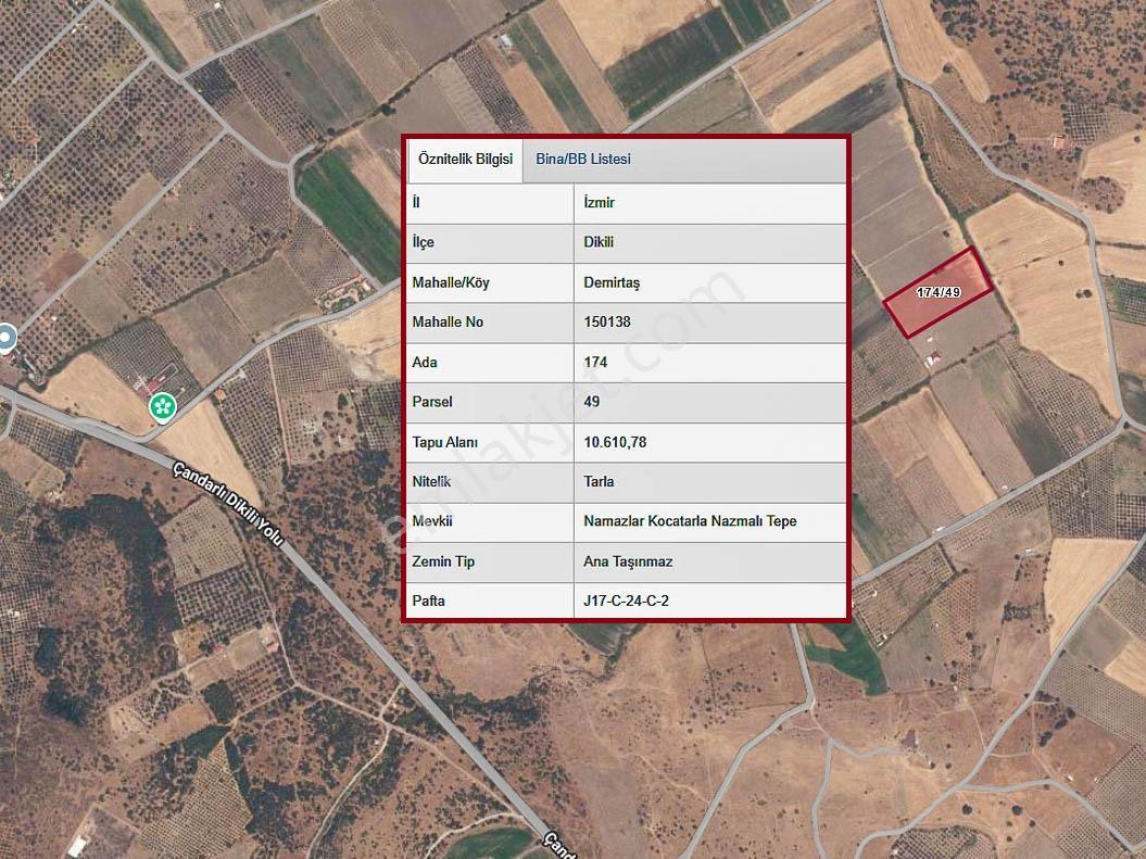 Dikili Demirtaş Köyü Kadı Merası Mevki 10.300 M² Tarla - Görsel 7