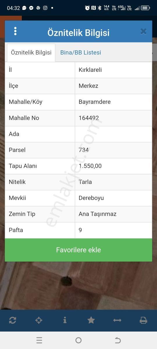Araç Takasına Uygun Kırklareli İl Merkezi Bayramdere 232 M2 Arsa - Görsel 12