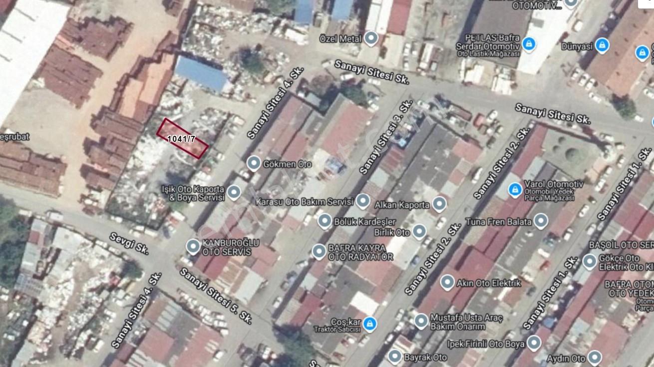 Bafra Oto Sanayi Sitesinde Ticari İmarlı Arsa