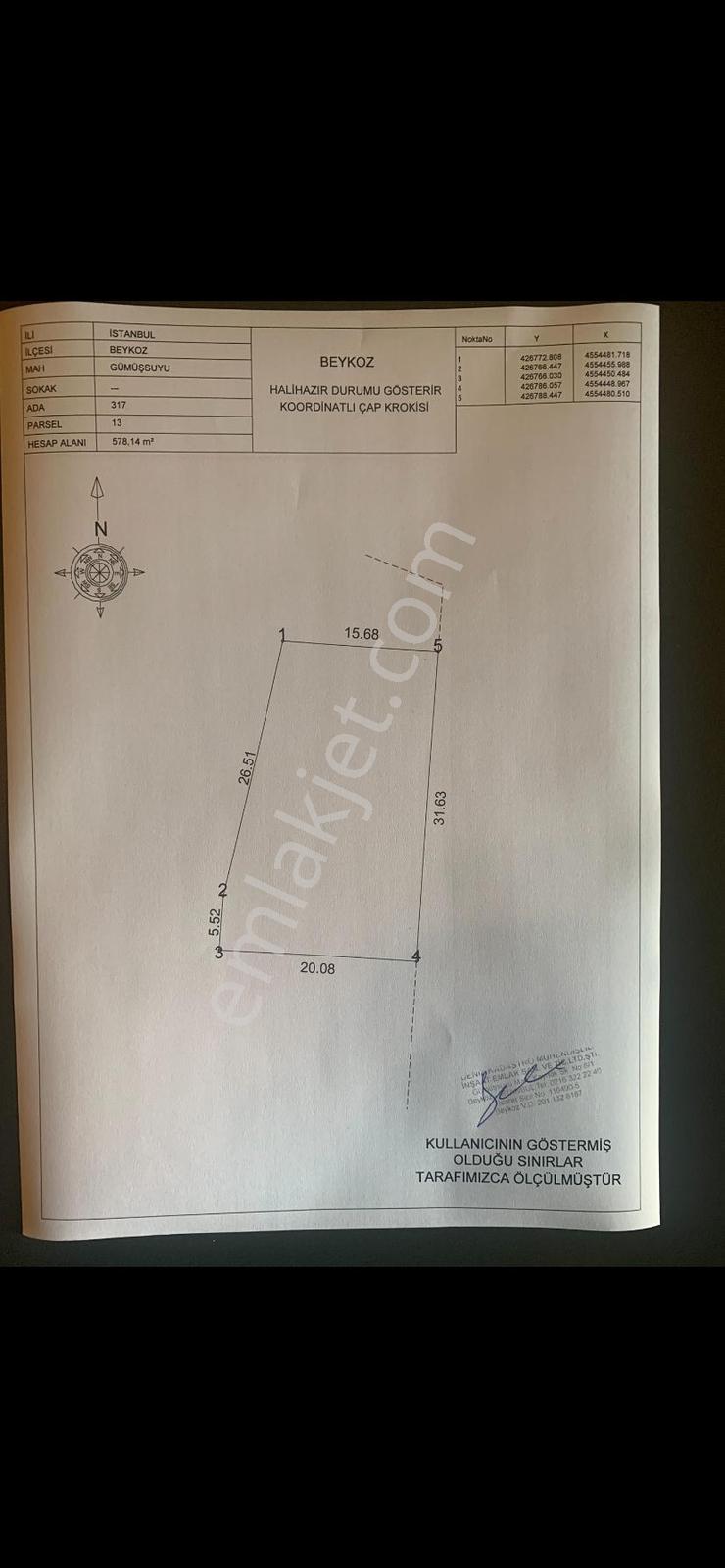 Beykoz Gümüşsuyu Mahallesinde Satılık Arsa